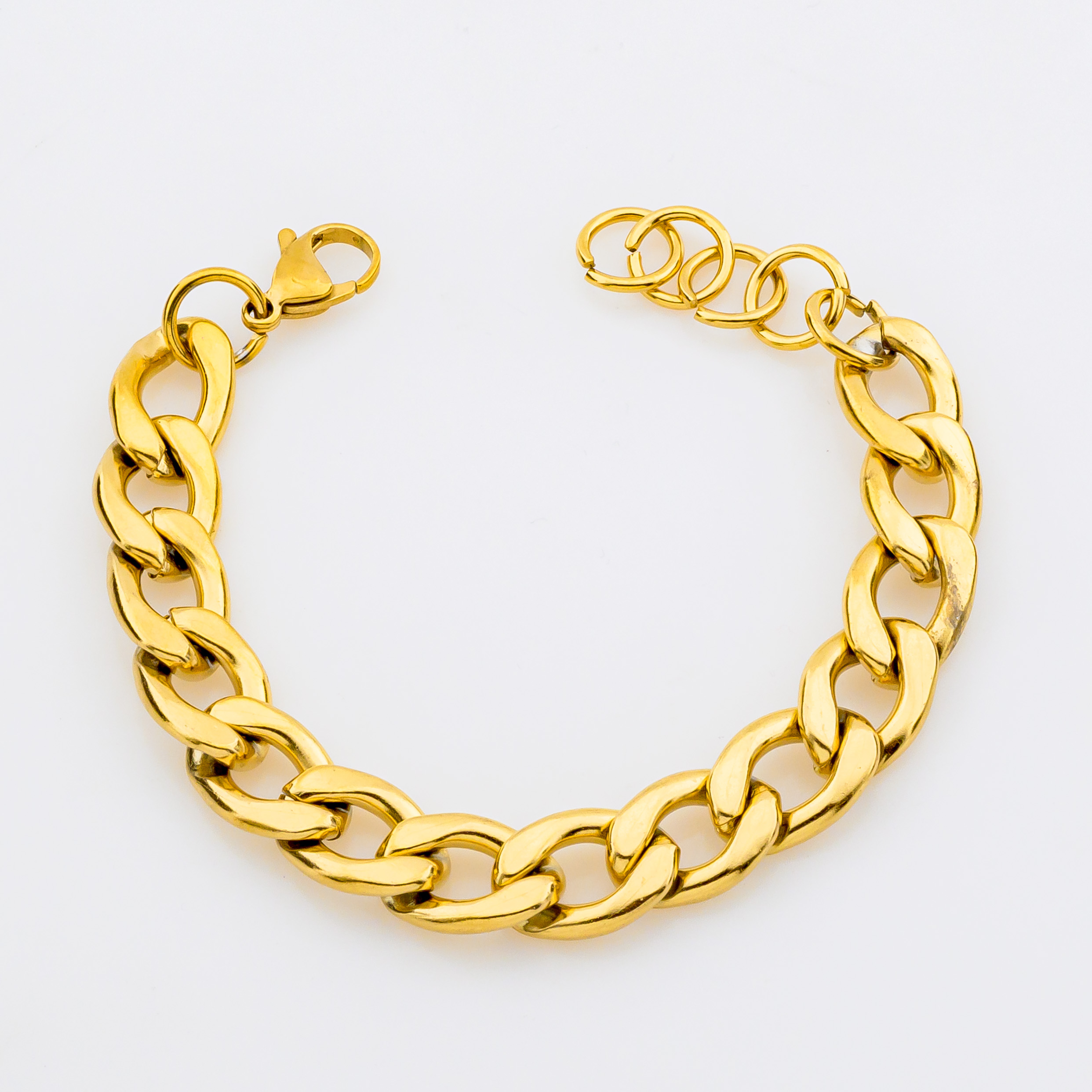 Χοντρό Βραχιόλι Αλυσίδα  Curb Chain σε  Χρυσό &amp; Ασημί -Χρυσό
