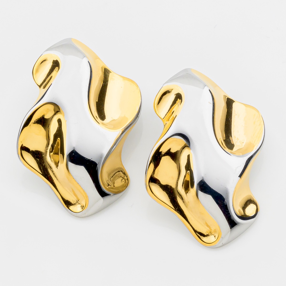 Minimalist Δίχρωμα Σκουλαρίκια Sculpted