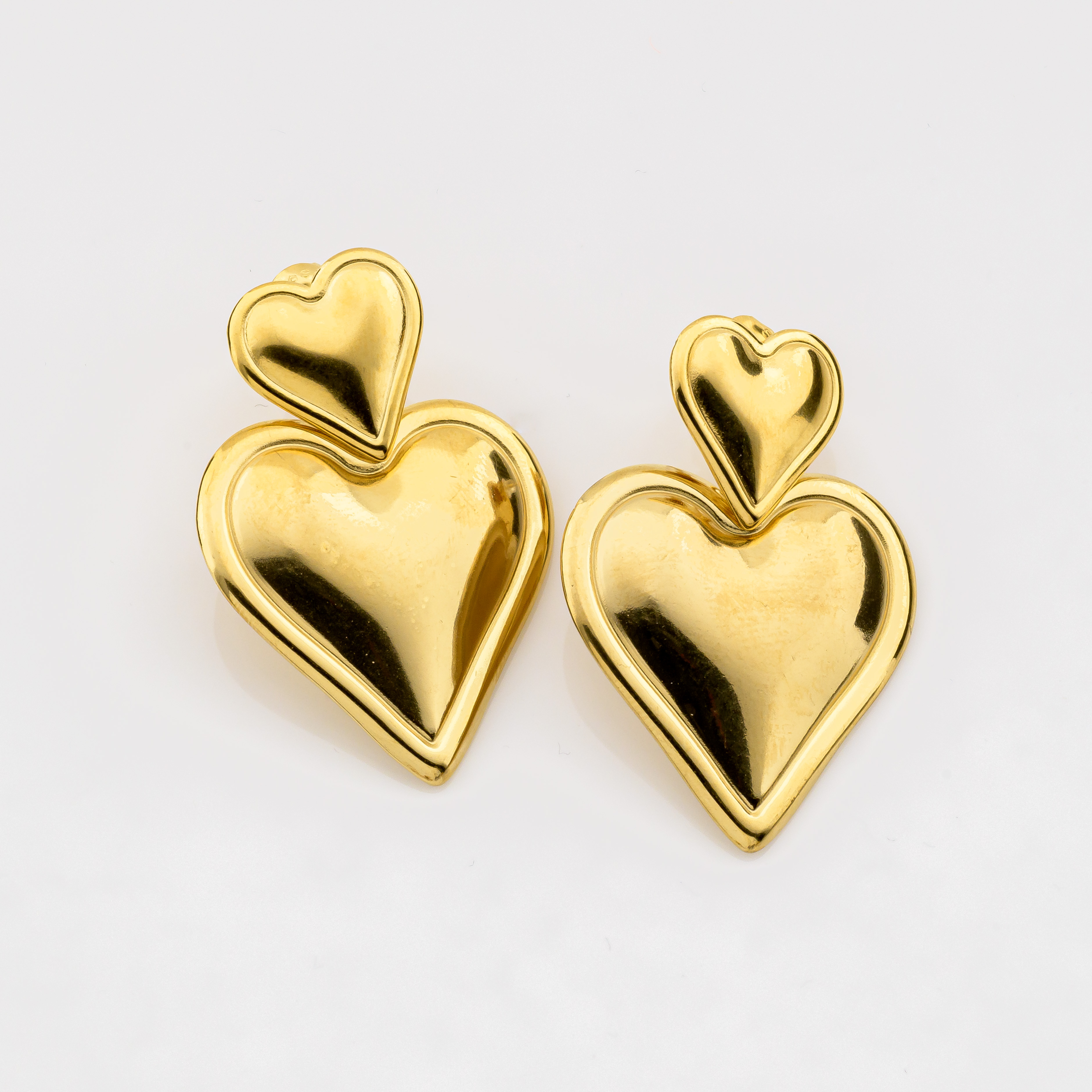 Σκουλαρίκια “Double Heart”-Χρυσό