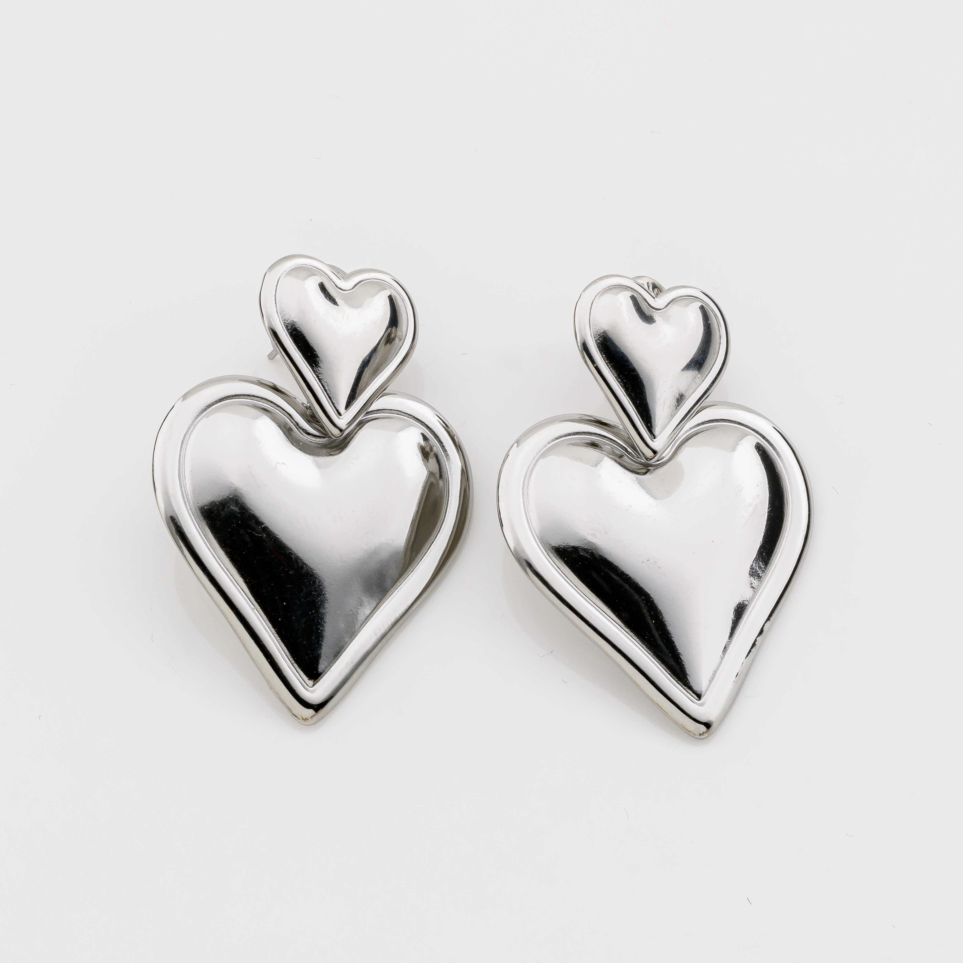 Σκουλαρίκια “Double Heart”-Ασημί