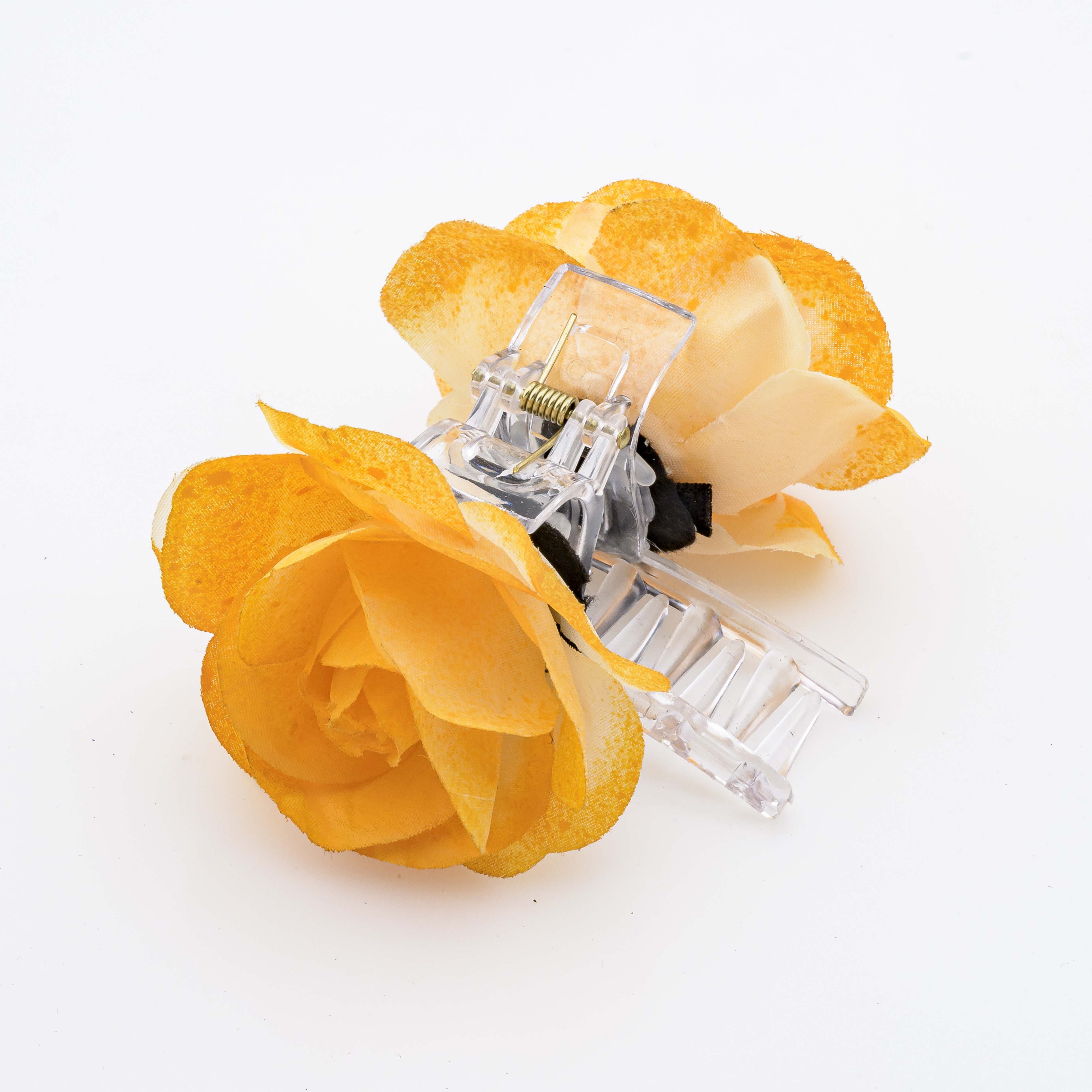 Κλάμερ με Υφασμάτινα Λουλούδια -Κίτρινο