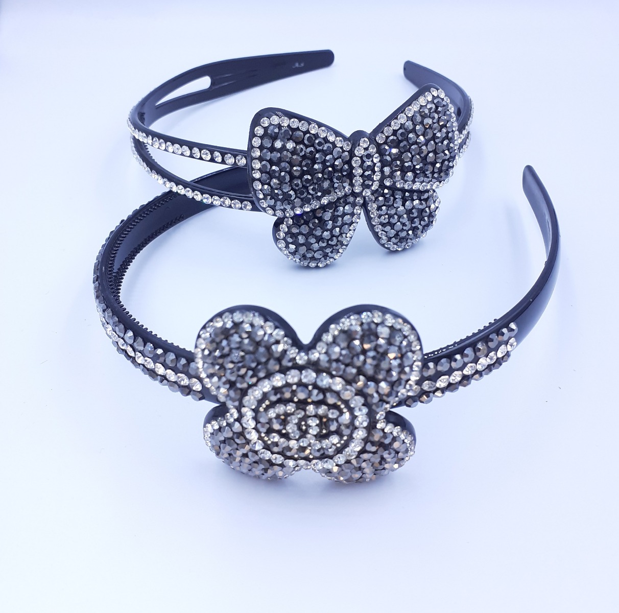 Στέκα πλαστική μαύρη διακοσμημένη με στράς ( 2 σχέδια)-2