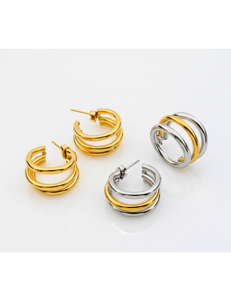 Σκουλαρίκια Κρίκοι Τριπλής Σειράς