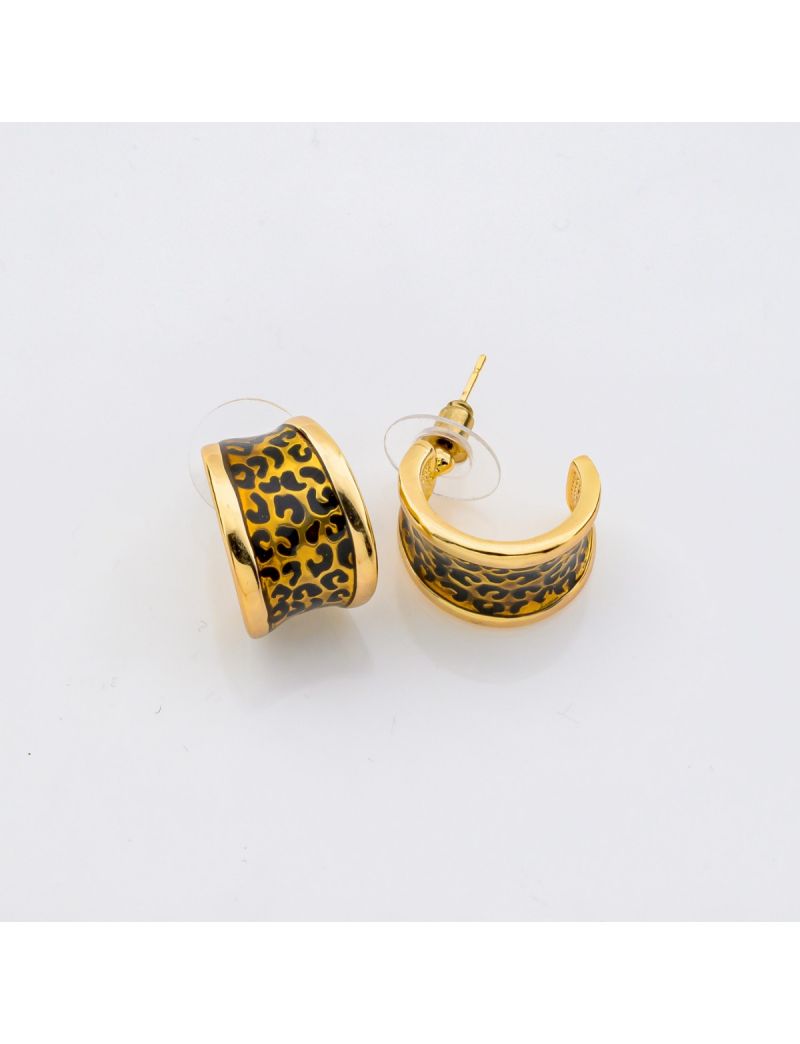  Σκουλαρίκια Κρίκοι με Leopard Print (Χρυσό)
