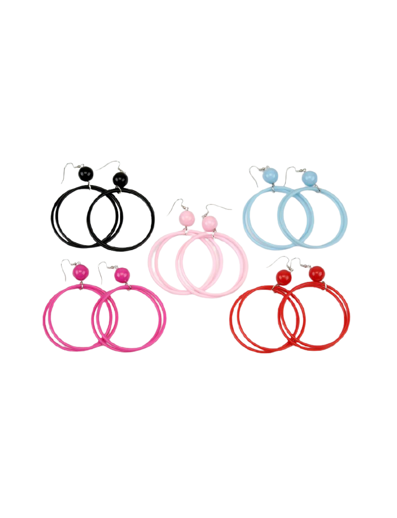 Σκουλαρίκια πλαστικοί μεγάλοι κρίκοι σε 5 χρώματα-Ροζ