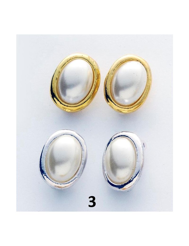 Σκουλαρίκια μεταλλικά σε 3 σχέδια και 2 χρώματα διακοσμημένα με λευκή πέρλα