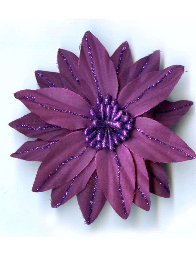 Κλίπ υφασμάτινο λουλούδι σε μώβ χρώμα