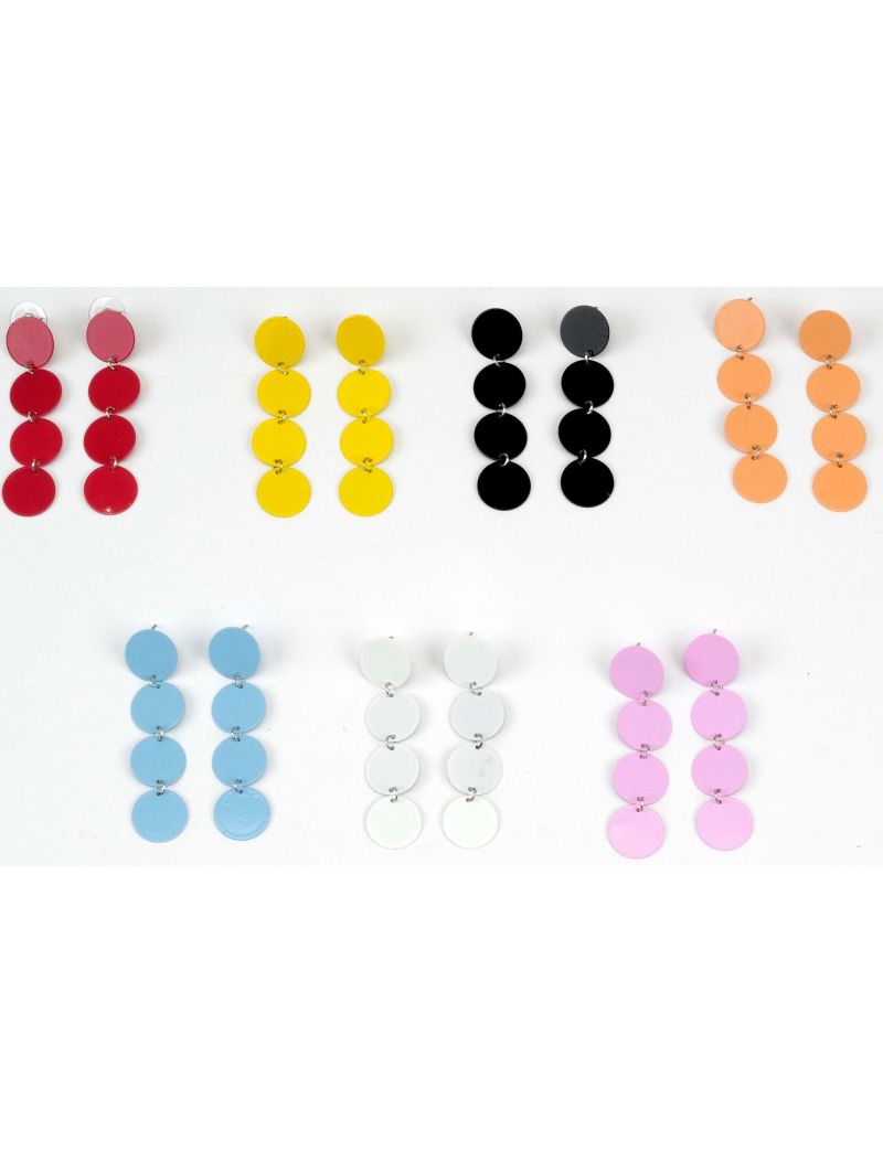 Σκουλαρίκια πλαστικά κρεμαστά με κύκλους σε 7 χρώματα