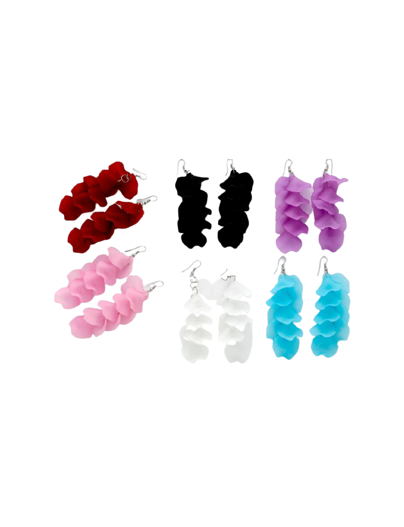 Σκουλαρίκια μεταλλικά πλαστικά φύλλα κρεμαστά σε 6 χρώματα