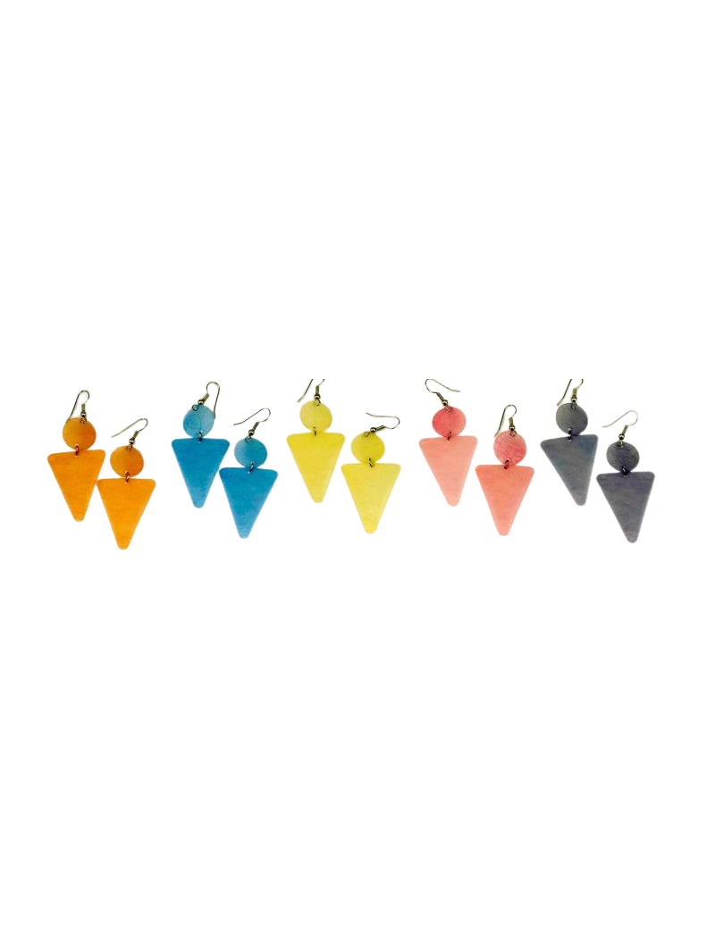 Σκουλαρίκια πλαστικά με γεωμετρικά σχήματα σε 5 χρώματα-Γαλάζιο