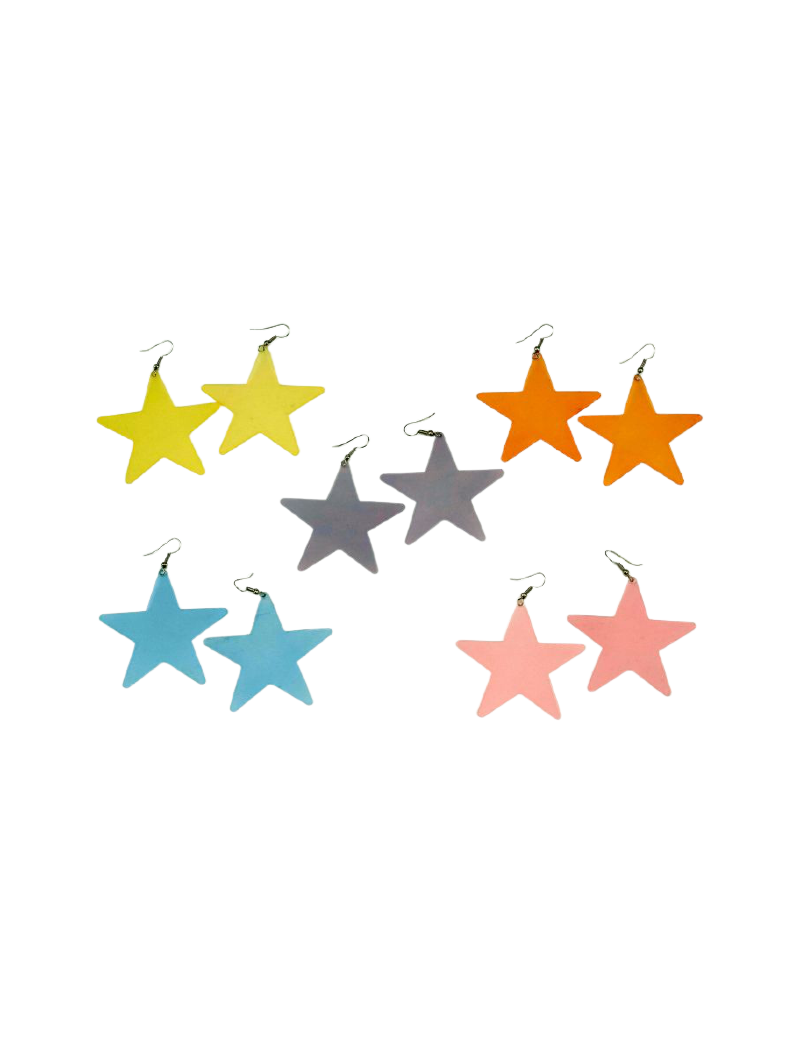 Σκουλαρίκια πλαστικά αστέρια σε 5 χρώματα-Κίτρινο