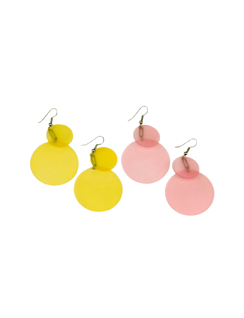 Σκουλαρίκια πλαστικοί κύκλοι σε 4 χρώματα-Κίτρινο