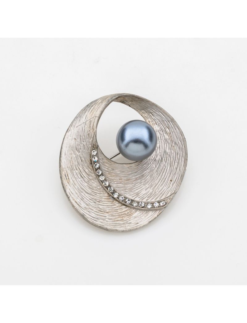 Vintage Silver Eclipse Pearl Brooch