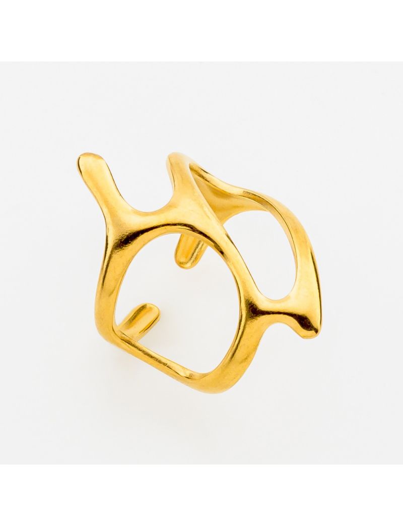 Golden Abstract Branch Statement Ring