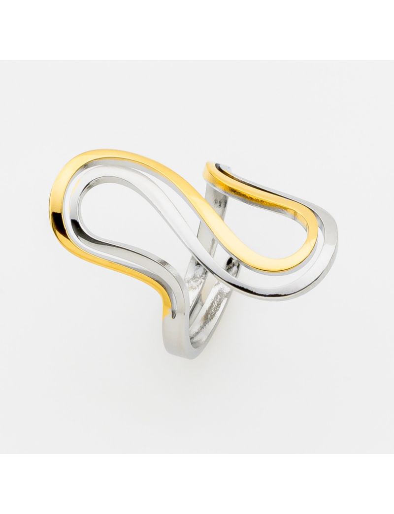 Exclusive "Two-Tone" Wave Δαχτυλίδι με Sculptural Σχεδιασμό