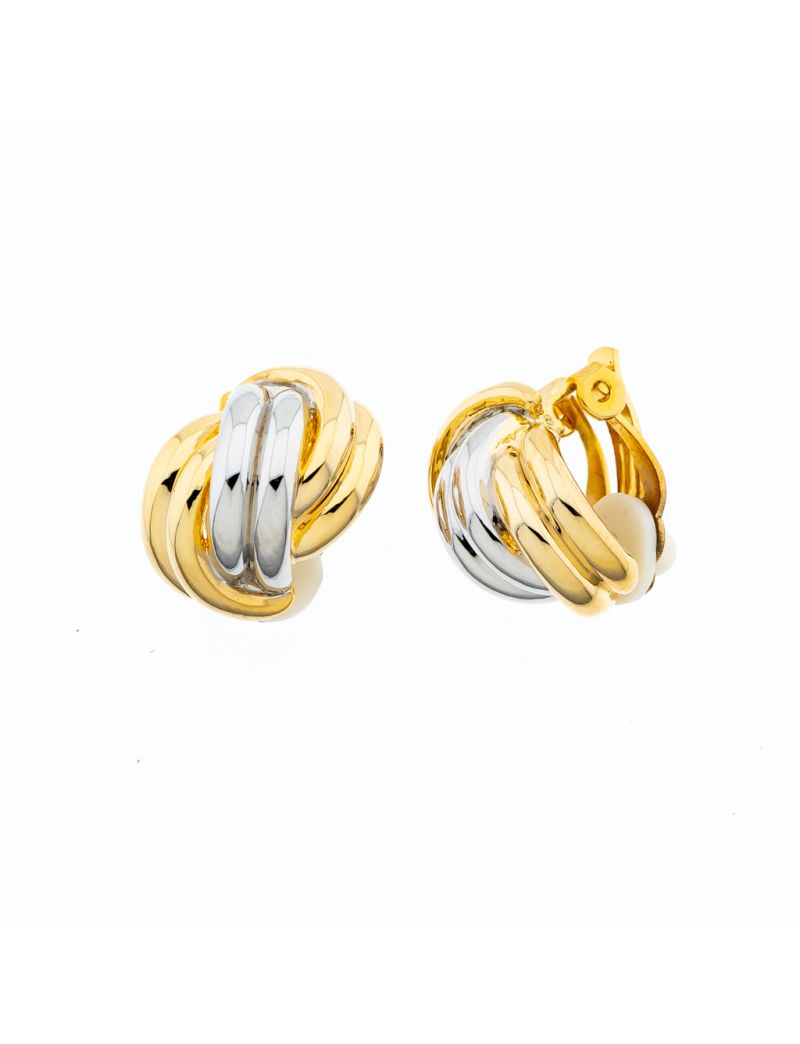 Σκουλαρίκια μεταλλικά δίχρωμα χρυσό και ασημί με κλίπ