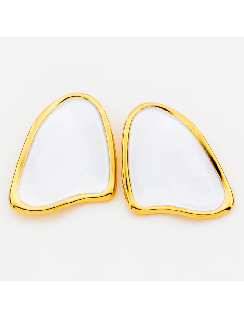 Statement Σκουλαρίκια με Λευκό Σμάλτο