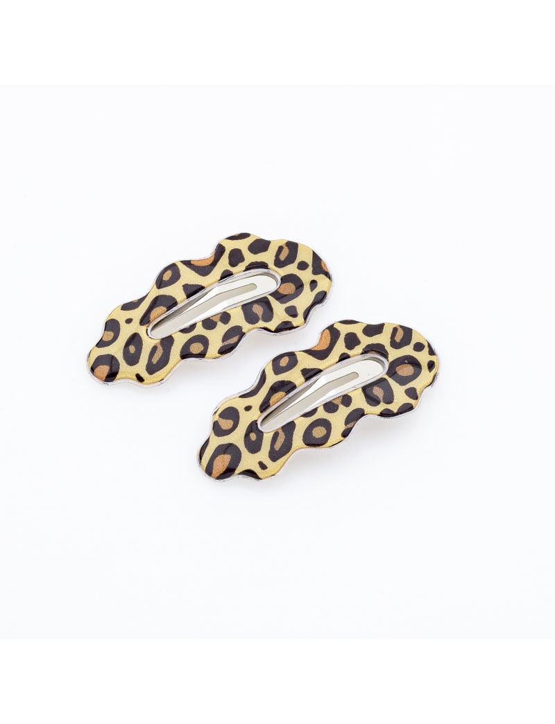 Κλικ Κλάκ Μαλλιών με Animal Print ( 2τμχ )-Καφέ