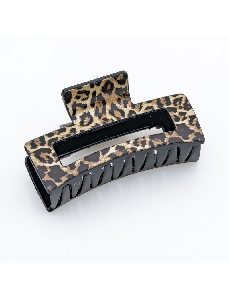 Κλάμερ Μαλλιών με Animal Print-Καφέ