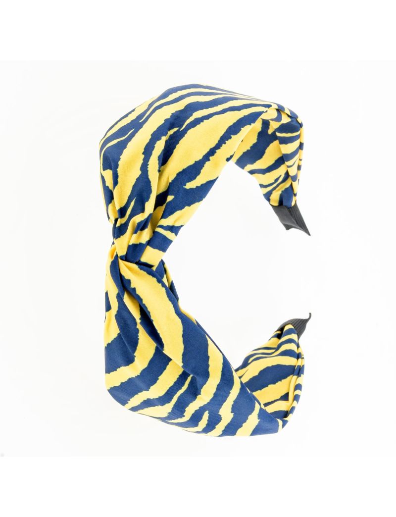 Στέκα υφασμάτινη τιγρέ με κόμπο σε 5 χρώματα-Κίτρινο