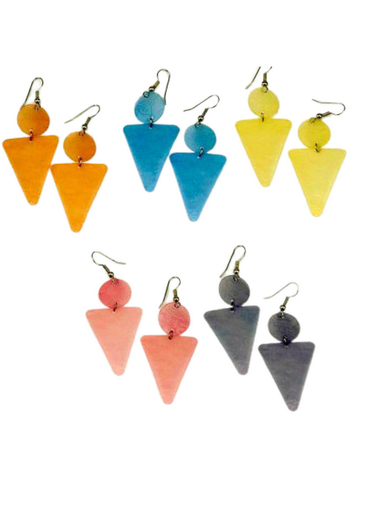 Σκουλαρίκια πλαστικά με γεωμετρικά σχήματα σε 5 χρώματα