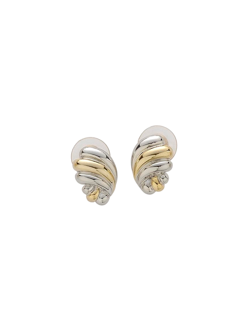 Σκουλαρίκια μεταλλικά με σχέδιο δίχρωμο κοχύλι