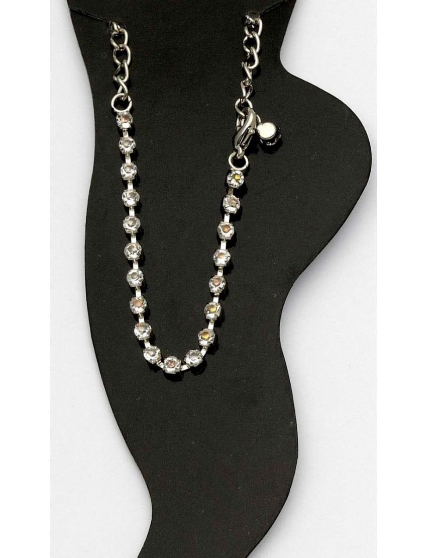 Αλυσίδα ποδιού σε ασημί χρώμα διακοσμημένη με ημιδιάφανες πέτρες