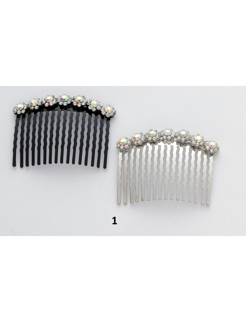 Χτενάκια μεταλλικά σε ασημί και μαύρο χρώμα διακοσμημένα με στράς - Σχέδιο 2