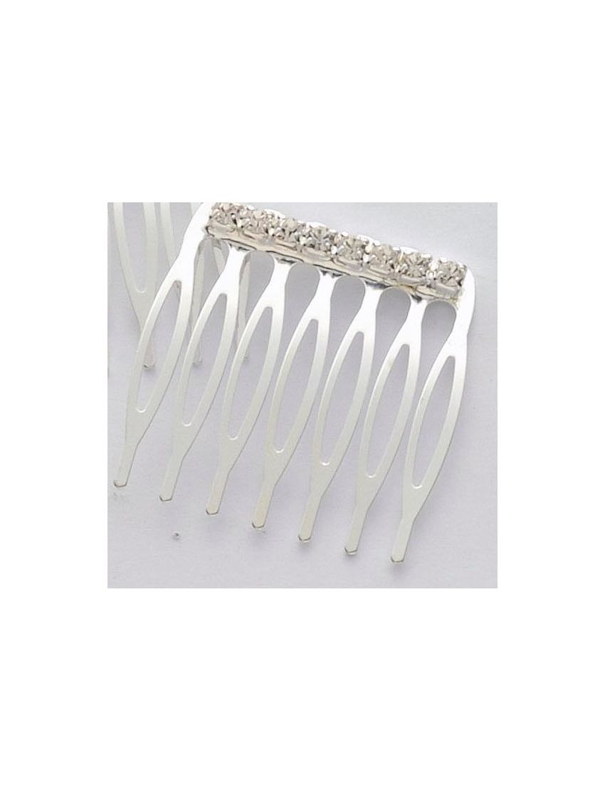 Χτενάκι μεταλλικό 4 εκ. σε ασημί ή μαύρο, διακοσμημένο με μονή σειρά στρας.
