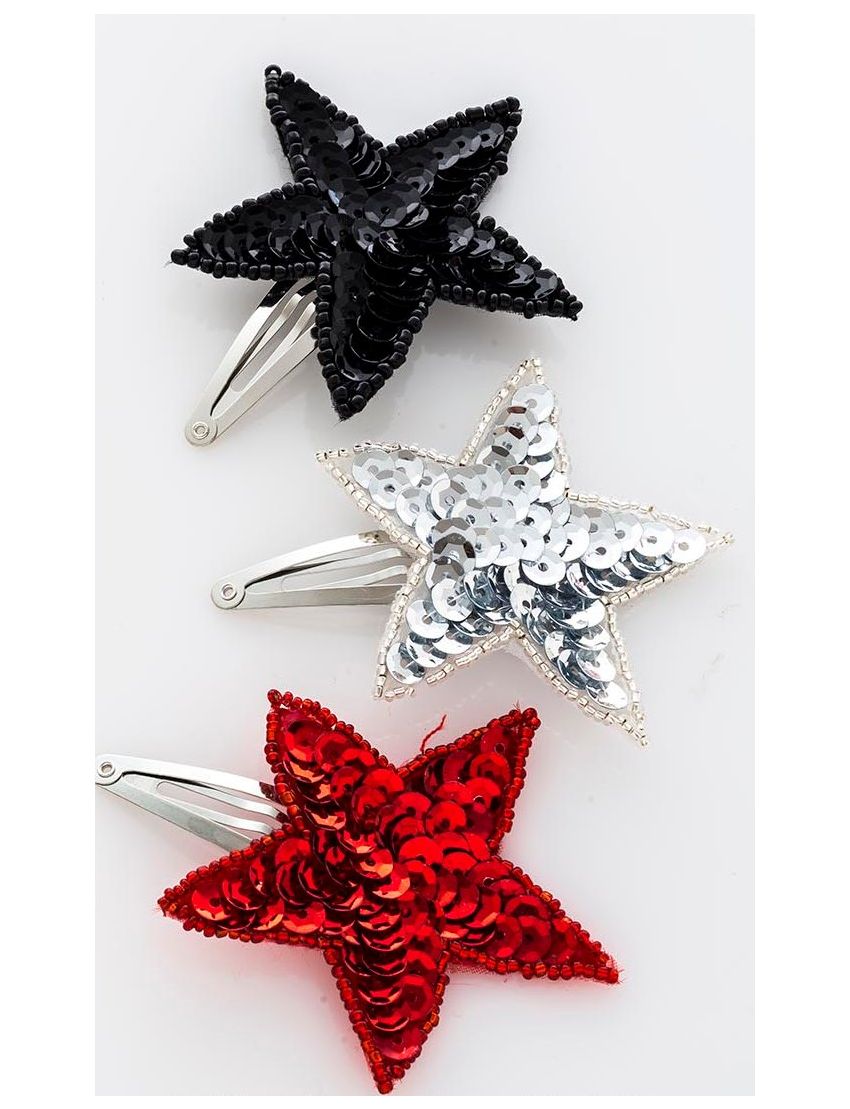 Κλικ κλακ υφασμάτινο αστέρι με πούλιες σε 3 χρώματα