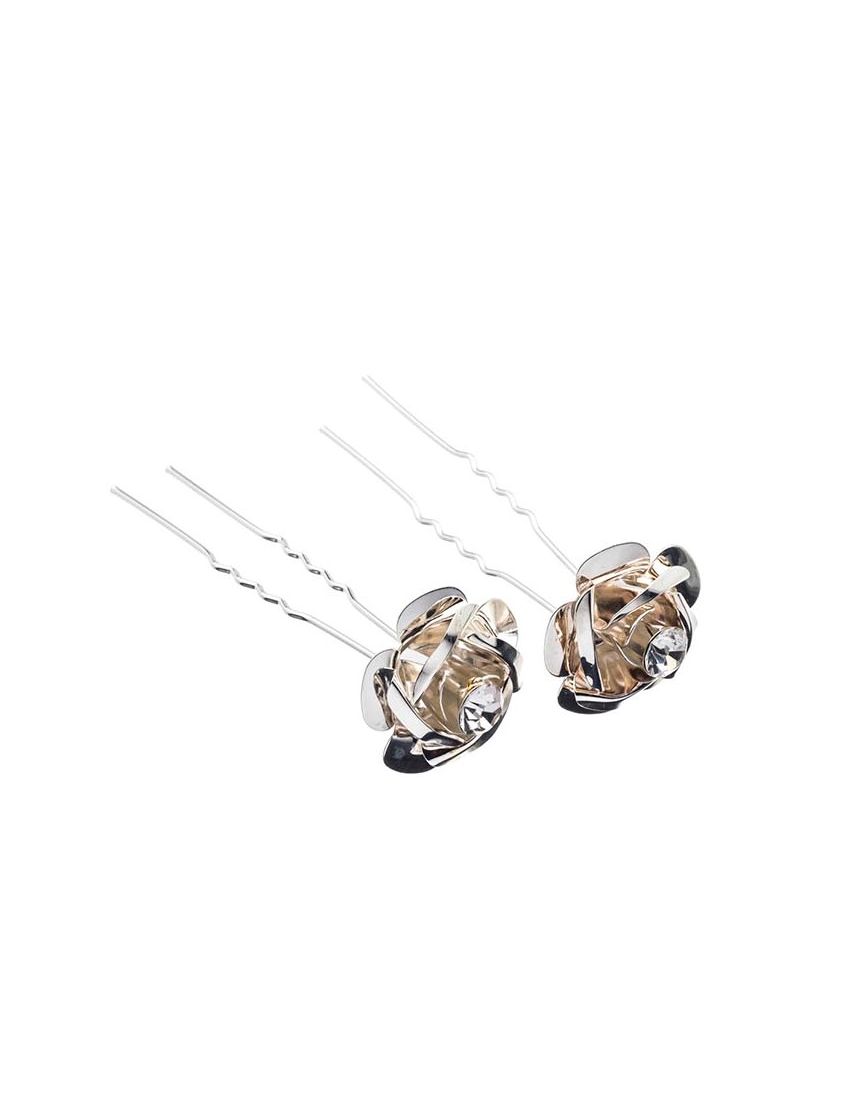 Φουρκέτα μεταλλική λουλούδι με μια μεγάλη πέτρα