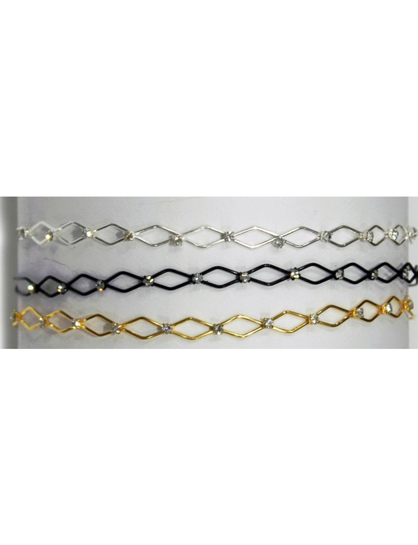 Στέκα μεταλλική επαναλαμβανόμενοι ρόμβοι διακοσμημένοι με στράς σε 3 χρώματα