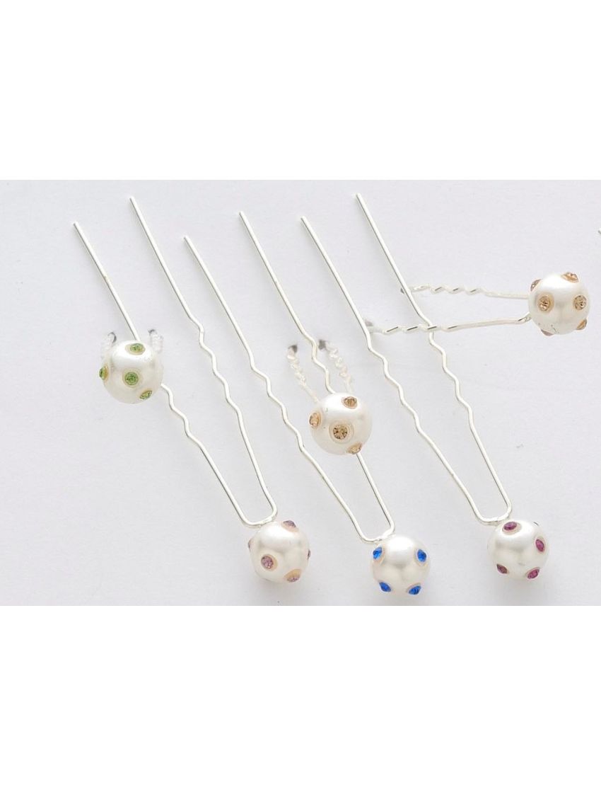 Φουρκέτα μεταλλική με πέρλά διακοσμημένη με στράς σε 6 χρώματα