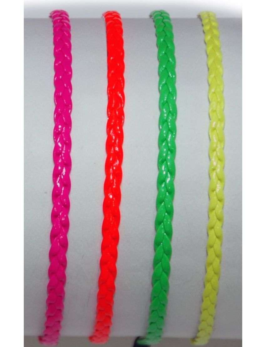 Στέκα πλαστική λεπτή πλεξούδα σε 4 φωσφοριζέ χρώματα