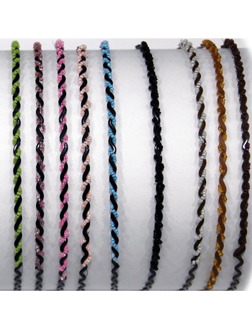 Στέκα μεταλλική με μικρές χάντρες σε 5 χρώματα,μαύρο και 3 γήινα