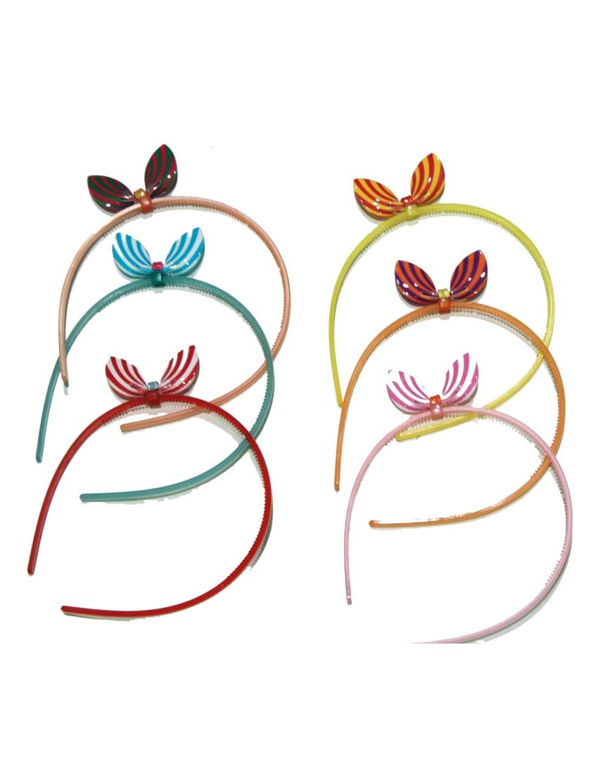 Στέκα παιδική πλαστική σχέδιο φιόγκος ριγέ στο πλάι του κεφαλιού