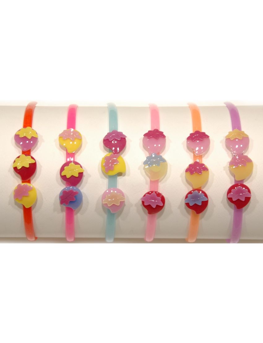 Στέκα παιδική πλαστική διακοσμημένη με τρείς φραουλίτσες σε 6 χρώματα