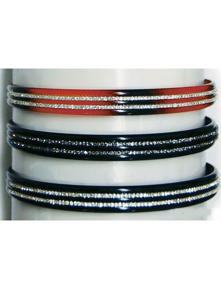 Στέκα πλαστική πλακέ σε καφέ και μαύρο χρώμα διακοσμημένη με 2 σειρές απο στράς