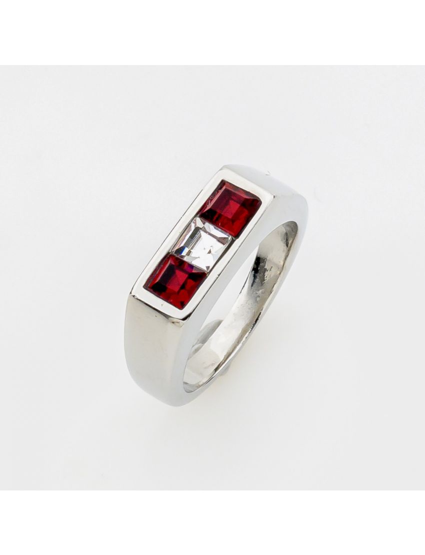 Crimson Contrast Signet Ring – Modern Minimalist