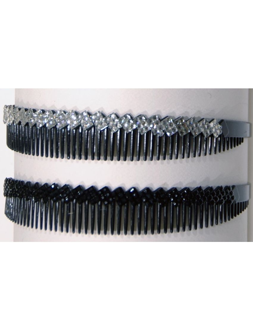 Στέκα χτένι πλαστική σε μαύρο χρώμα διακοσμημένη με στράς