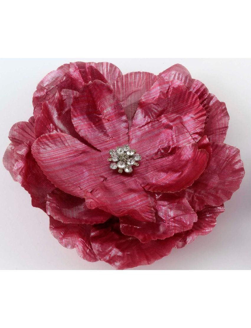 Κλίπ υφασμάτινο λουλούδι σε 2 γυαλιστερά χρώματα