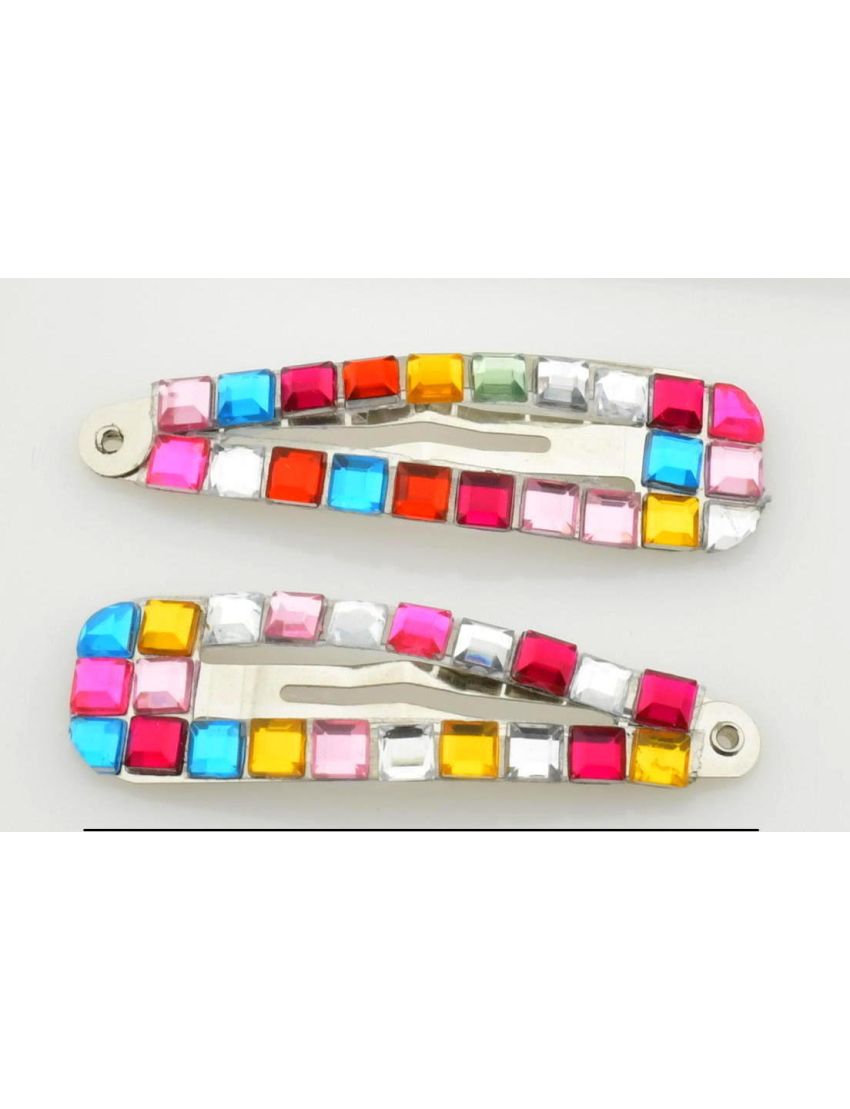 Κλικ κλακ μεταλλικό 5εκ διακοσμημένο με πολύχρωμα τετράγωνα στράς (συσκευασία 2 τεμάχια)