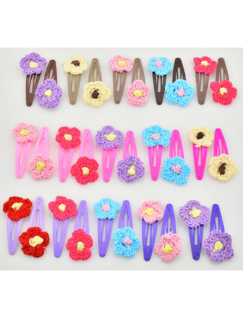 Κλικ κλακ παιδικό υφασμάτινο πλεκτό λουλούδι (συσκευασία 2 τεμάχια)