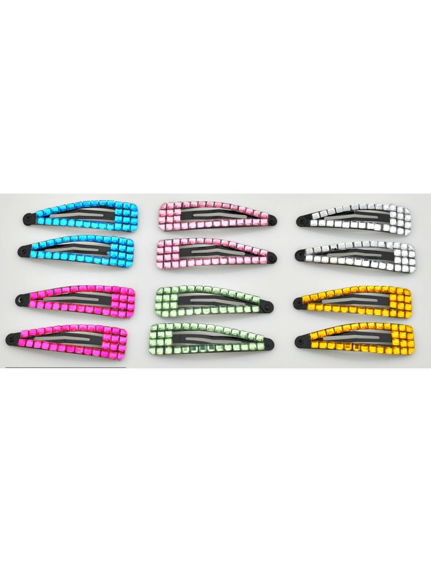 Κλικ κλακ μεταλλικό διακοσμημένο με τετράγωνα στράς σε 6 χρώματα