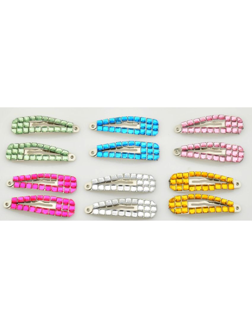 Κλικ κλακ μεταλλικό 5εκ διακοσμημένο με τετράγωνα στράς (συσκευασία 2 τεμάχια)