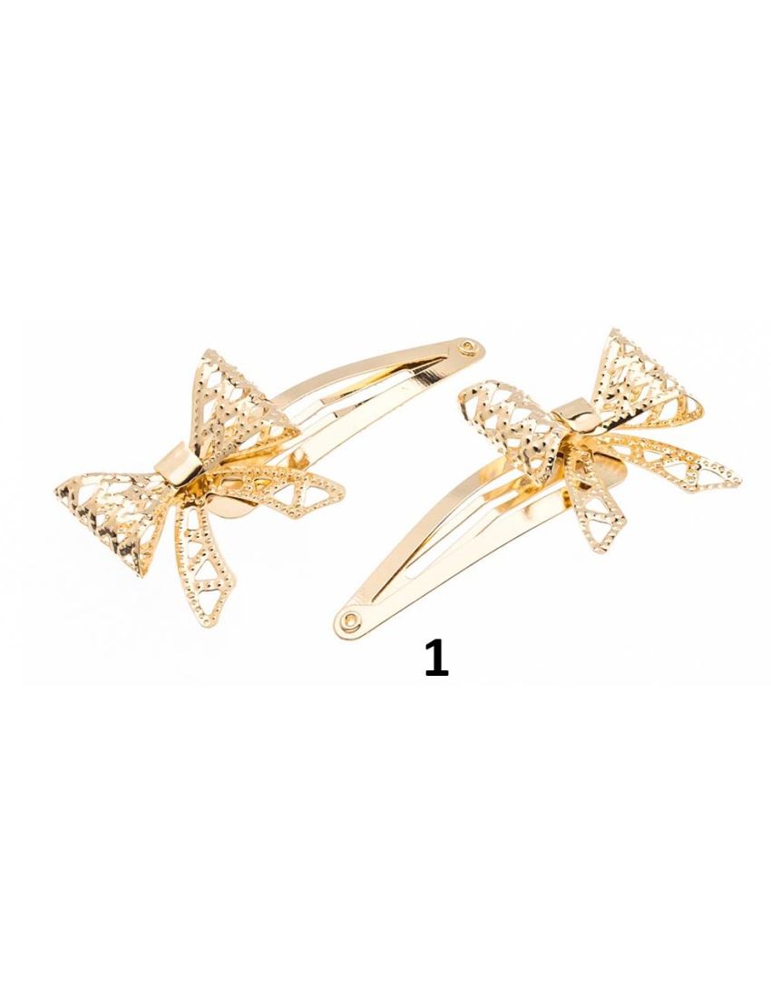 Κλικ κλακ μεταλλικό σχέδιο φιόγκος σε 3 χρώματα (συσκευασία 2 τεμάχια)