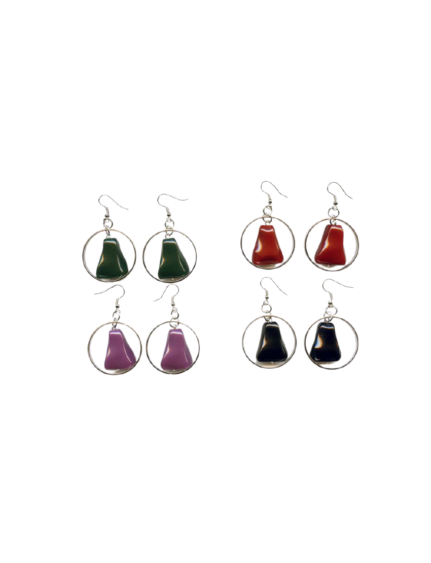 Σκουλαρίκια μεταλλικοί κρίκοι με πλαστικές πέτρες σε 5 χρώματα