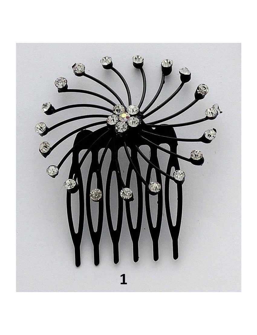 Χτενάκια μεταλλικά μαύρα σε 4 σχέδια διακοσμημένα με στράς