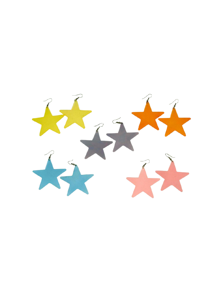 Σκουλαρίκια πλαστικά αστέρια σε 5 χρώματα