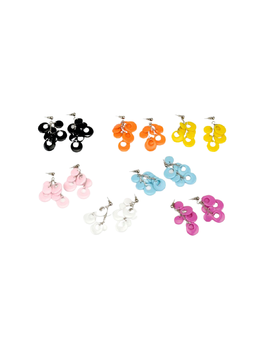 Σκουλαρίκια μεταλλική αλυσίδα με πλαστικούς κρεμαστούς κύκλους